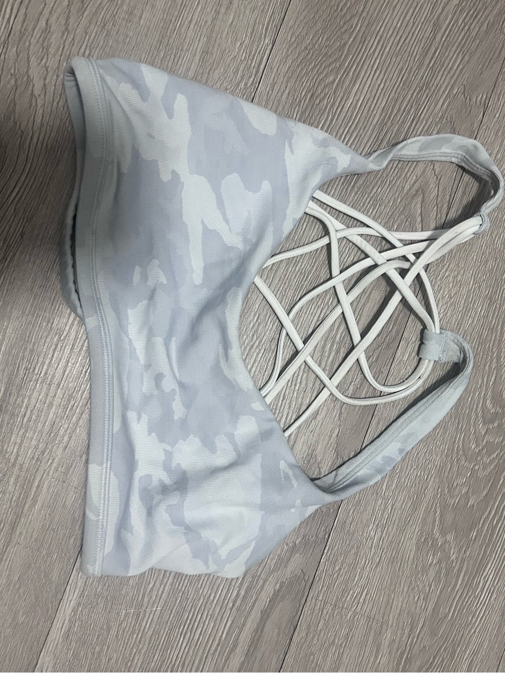 lululemon athletica Light Gray Camouflage Strappy Sports Bra